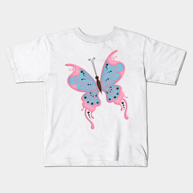 Butterflies Pink Kids T-Shirt by Samr Shop